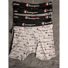 Champion Boys Boxer Briefs 4-Pack Black Grey Logo Print XL 18-20 Performance