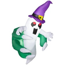 3.9ft Inflatable Halloween Window Sticker Ghost Blow Up LED Outdoor Decoration