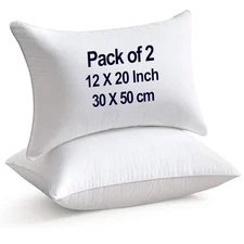 raajsee 12X20 Throw Pillow Inserts Set of 2, Down Alternative Premium Cotton ...