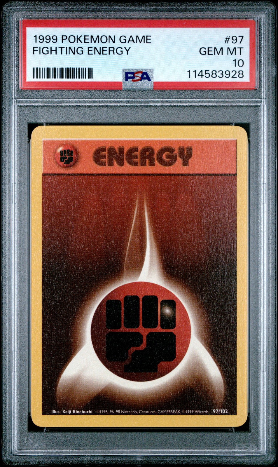 1999 POKEMON BASE SET UNLIMITED #97 FIGHTING ENERGY PSA 10