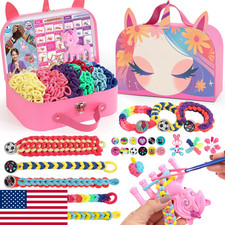 Kit Creazione Braccialetti per Bambine 8-12, 1200 Elastici Colorati, Telaio per Tessitura