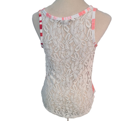 Express Lace Back Striped Tank Top Sz M Mixed Media Festival Boho Romantic Airy