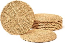 Round Woven Placemats 12-Inch Natural Water Hyacinth Plant Placemats - 6 PACK