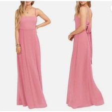 show me your mumu lauren tie maxi dress pink sunset rose chiffon women x-large