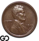 1913-S Lincoln Cent Wheat Penny Choice AU+, Semi-Key Date