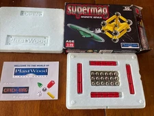 Vintage Supermag Magnetic Genius 50 Piece Red Building Set, Plastwood Italy