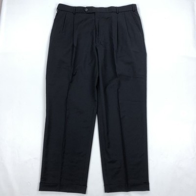 Ballin Classic Men's Super 120's Wool Pleated Cuffed Dress Pants Bluer 38x31