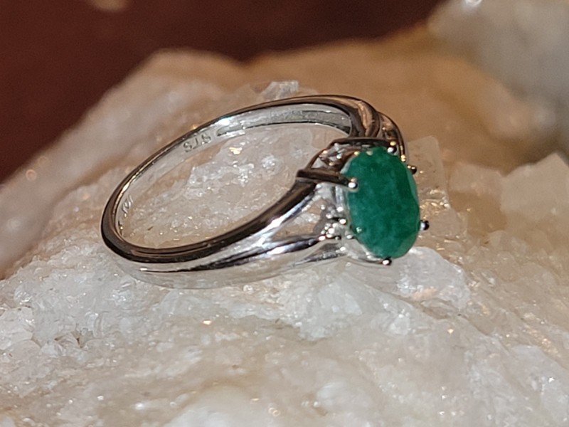 Chuck Clemency 10K White Gold & Green Quartz Ring Marked 10K STS 