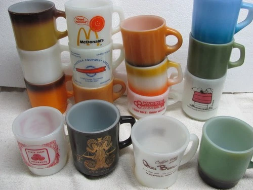 ANCHOR HOCKING FIRE KING 16 PIECE COFFEE CUP MUG VARIETY