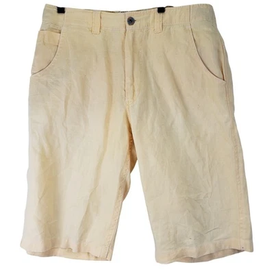 Pepe Jeans London Linen Shorts Mens 34 Yellow Casual Summer Coastal - Image 1 of 4