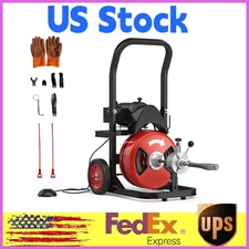 Drain Cleaner Machine, 100FT x1/2" Auto Feed Sewer Snake Auger 2" to 4"Pipes,NEW