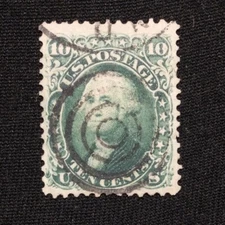 US Sc#68 1861 10c Washington - Used Civil War Issue, Nice bullseye target cancel