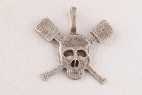 Shock troops pendant WW1 Silver 800 Skull bones WWI Grenades Special force army - Picture 9 of 14