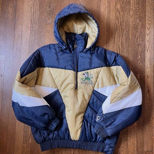 Pro Player Notre Dame Fighting Irish Hooded Puffer Jacket XL Leprechaun VTG 90s - Picture 2 of 18