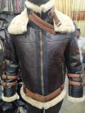 RAF Bomber Ginger Aviator British Sheepskin Shearling Leather Jacket
