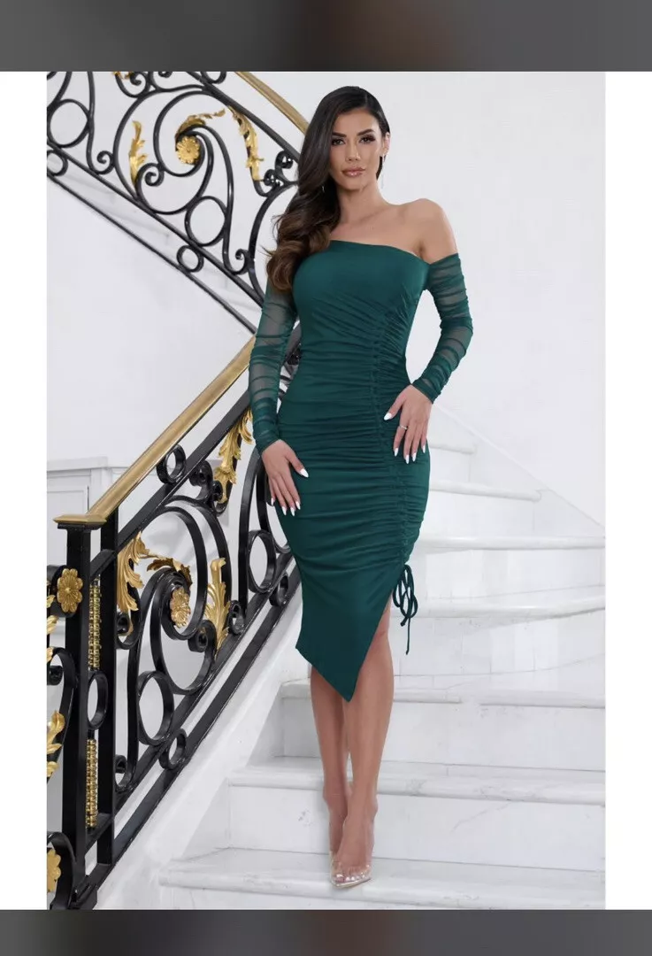 One shoulder mesh dress sales