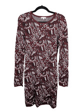 Matty M Sweater Dress Sheath Style Burgundy Floral Women's Size Small