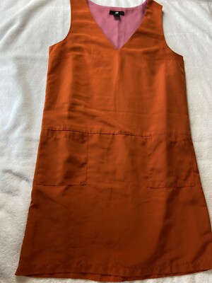 H & M women's Orange and Pink V neck sleeveless dress with pockets size 8 | eBay H & M women's Orange and Pink V neck sleeveless dress with pockets size 8 | eBay