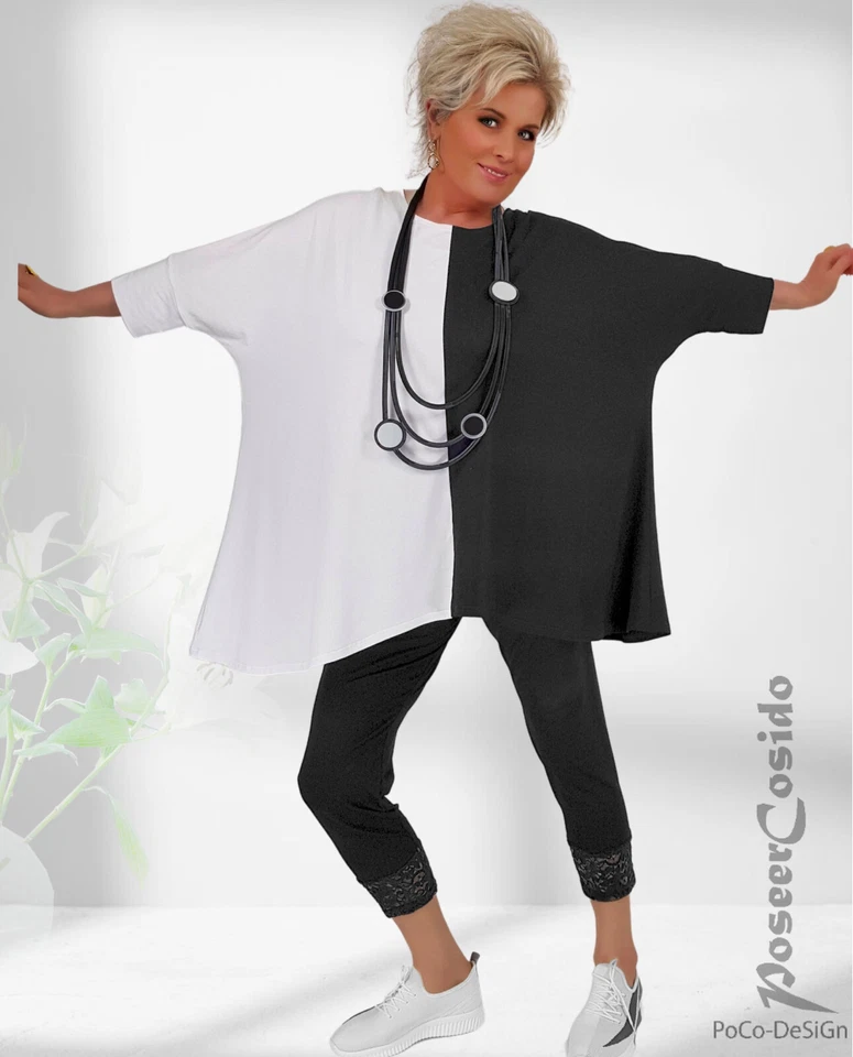 LAGENLOOK 7/8 Leggins Hose Spitze schwarz XL-XXL-XXXL 42 44 46 48 50 52 54 56 58 - Bild 3 von 4