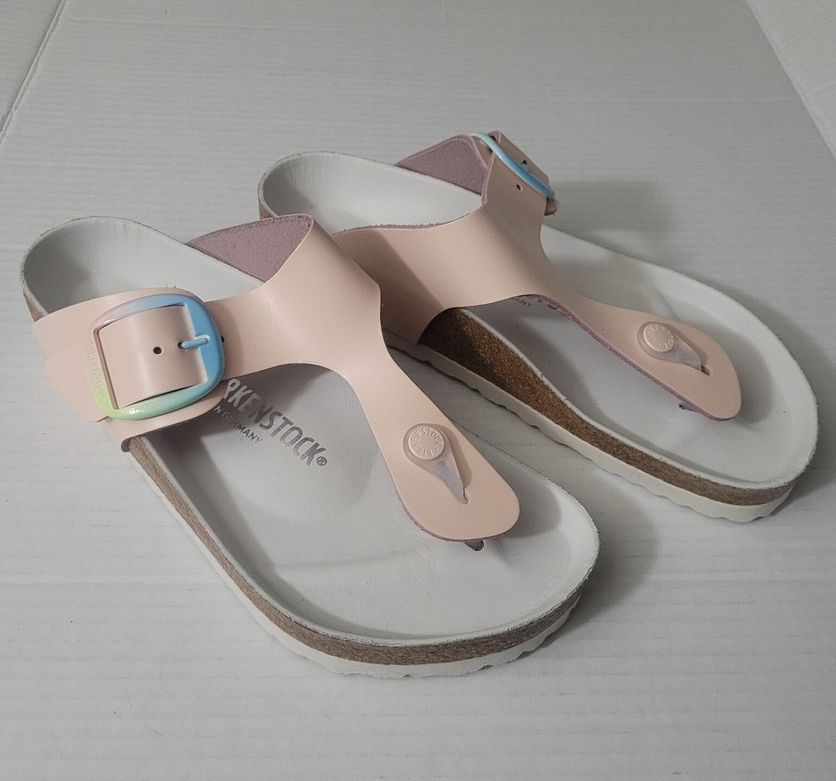 Birkenstock Womens Gizeh Big Buckle Rose Leather Flip Flops SIZE 39 L8 