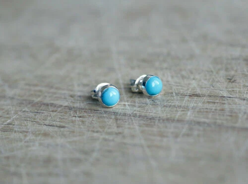 Turquoise Sterling Silver Fine Stud Earrings
