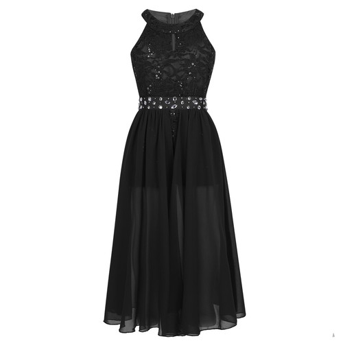 US Kids Girls Floral Lace Long Dress Wedding Birthday Party Formal Romper Gown - Picture 14 of 84