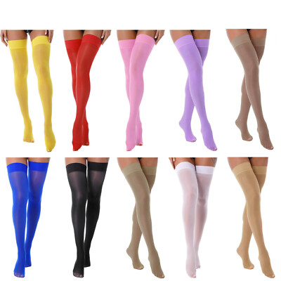 Sexy Women Glossy Thigh High Socks Over the Knee See-through Stockings Clubwear