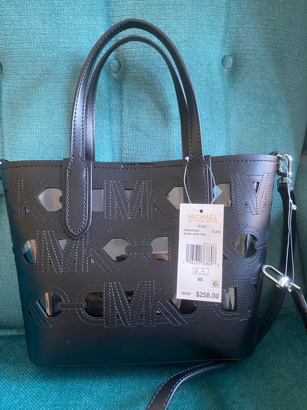 Set of 3 NWT Michael Kors Eliza ES EastWest Open Tote Bags Black, White, Brown