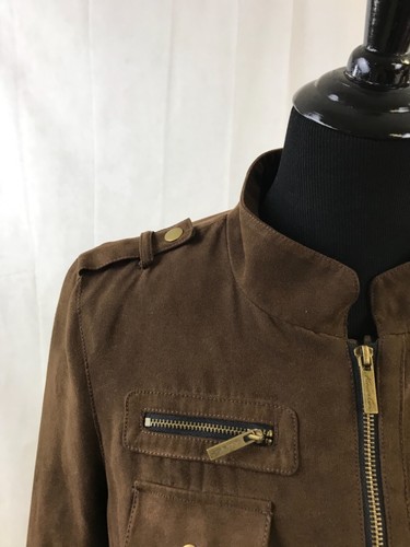 KENNETH COLE WOMENS JACKET BROWN SUEDE LIKE FABRIC ZIPPER & SNAPS SIZE M - Picture 6 of 11