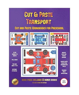Cut and Paste Workbooks for Preschool (Cut and Paste Transport): 20 Full-Color C