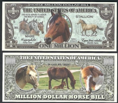 Horse Million Dollar Novelty Bill - Lot of 2 Bills 