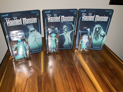 The Haunted Mansion Hitchhiking Ghost ReAction Figures 3 Set Super 7 New Disney