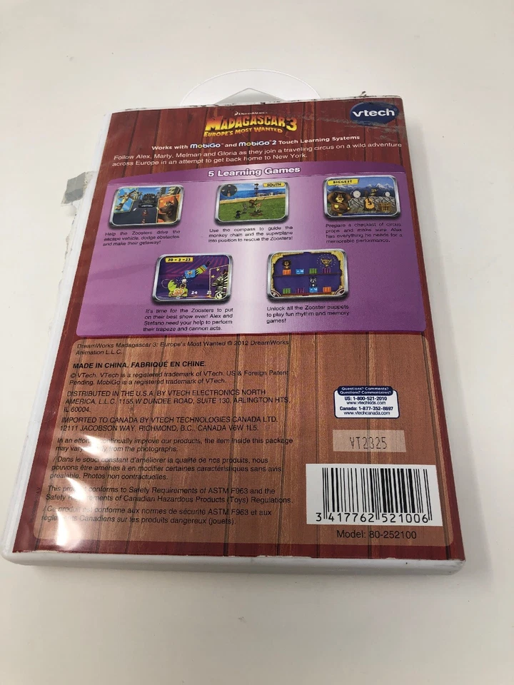 V-Tech MobiGo Game "DREAMWORKS: MADAGASCAR 3," 2012; VG; Free US Shipping! - Image 2 of 3