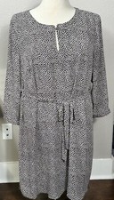 LOFT Floral Shift Dress Plus 22 3/4 Sleeve Knee Length Boho Peasant Office NEW
