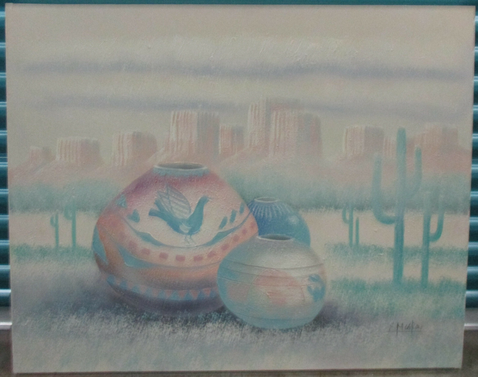 S. McGROW Acrylic on Canvas Southwestern Pottery Monument Valley Theme n.d. eBay