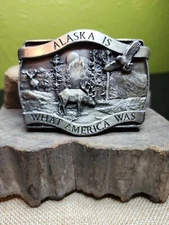 Bergamot Brass Works Belt Buckle ALASKA 1981  VTG USA Siskiyou Buckle CO