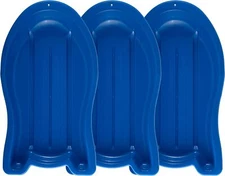 3 Pack Toboggan Snow Sled for Kids and Adults w/ Pull Ropes & Handles, 37" Blue