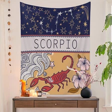 Zodiac Constellation Tapestry Scorpio Wall Hanging Background Home Decor