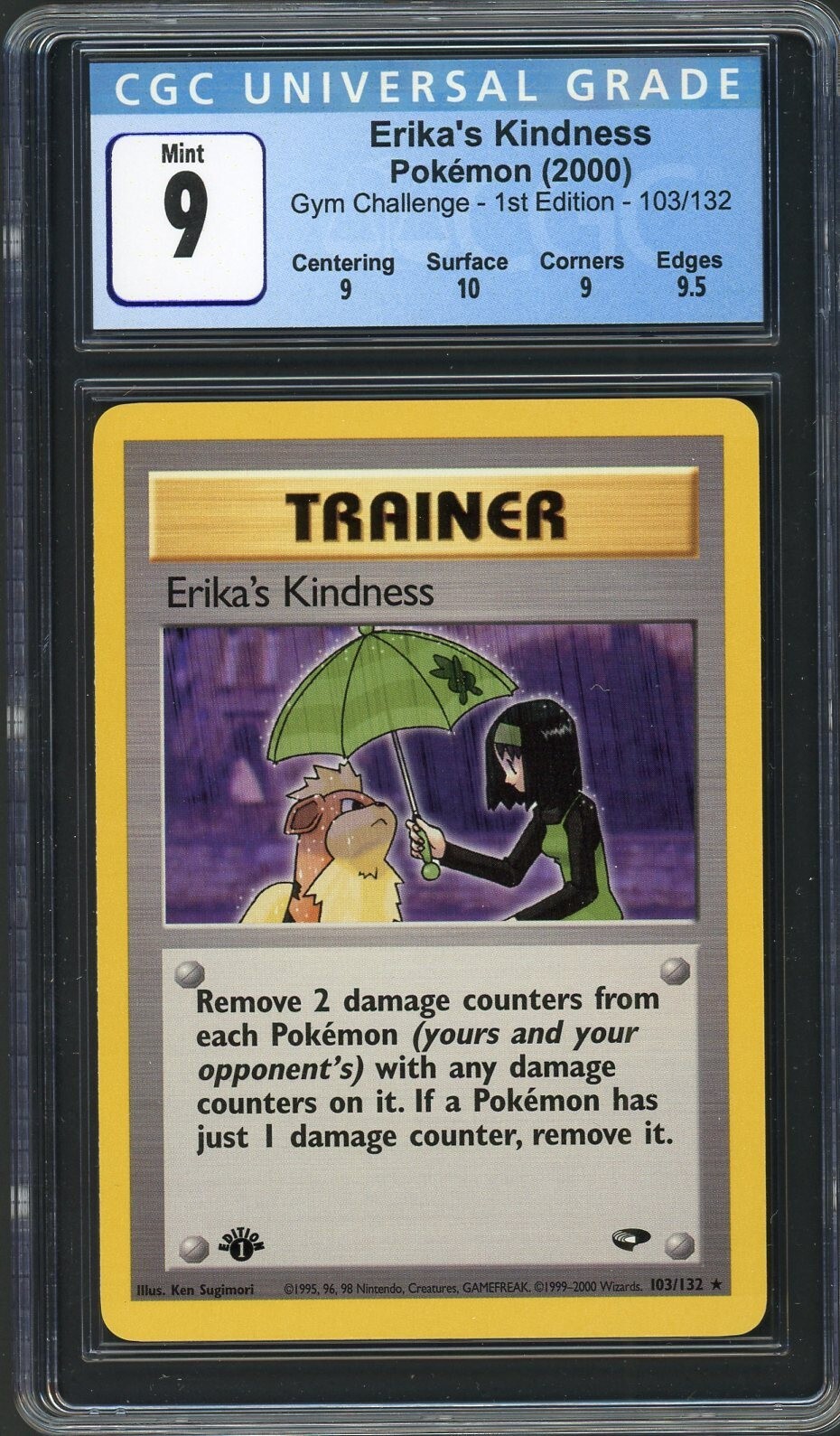 CGC 9 Erika's Kindness (1st Ed.) Gym Challenge 103/132 Pokemon Card B17