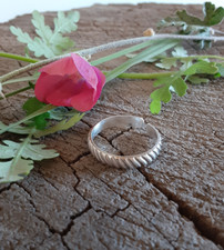 one sterling silver thumb ring adjustable with groove pattern - handmade