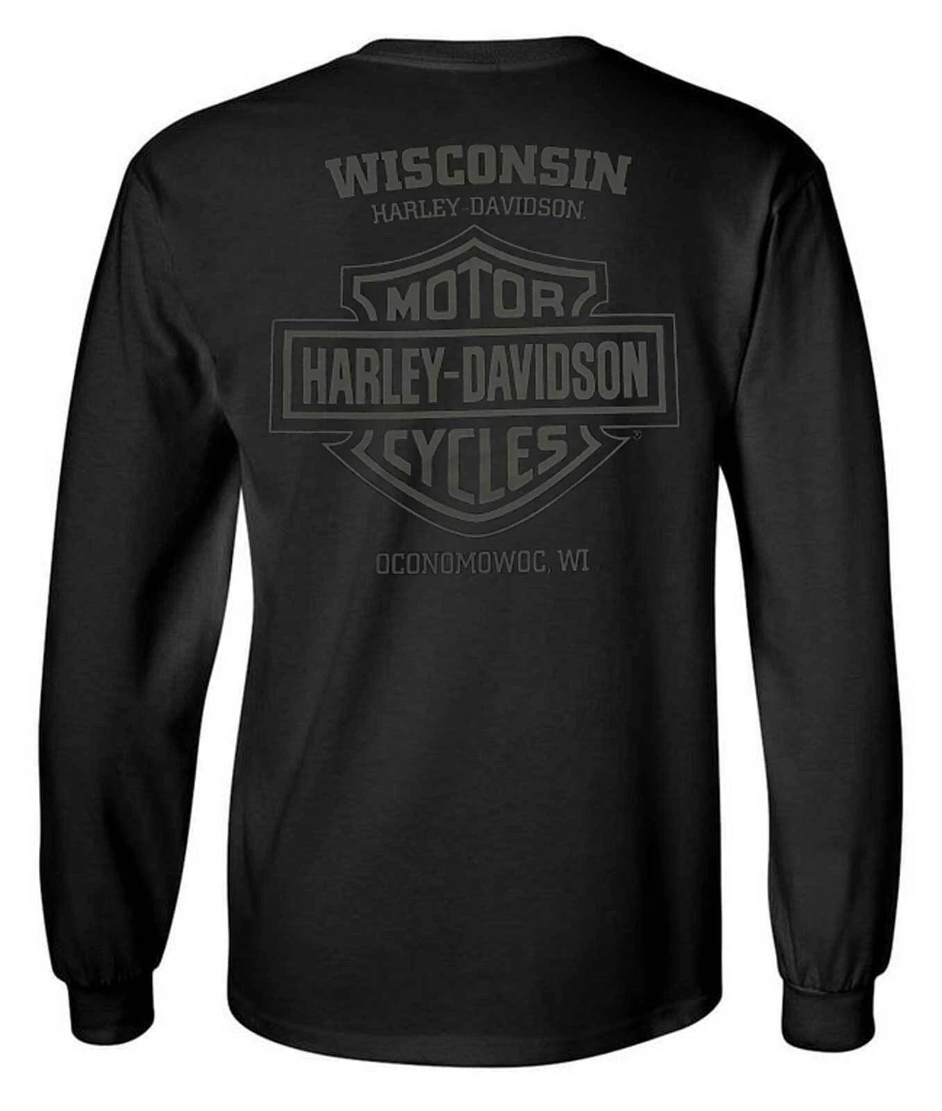H Davidson Men's Open Bar & Shield Long Sleeve Crew Neck Shirt