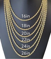 18K Gold Filled Rope Chain Necklace 3/4/5mm 20-30" Mens Women's 3