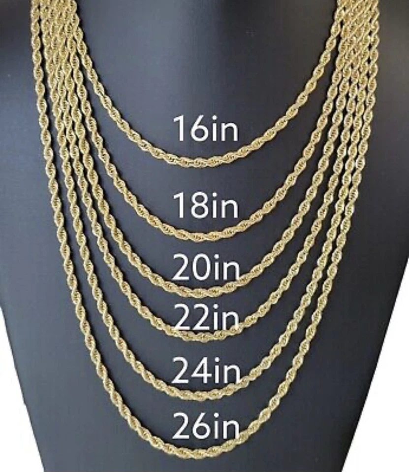 18K Gold Filled Rope Chain Necklace 3/4/5mm 20-30" Mens Women's - Image 3 of 4