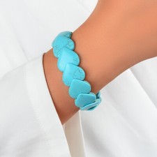 Bohemia Beach Vacation Daily Jewelry Turquoise Heart Elastic Bracelet Bangle
