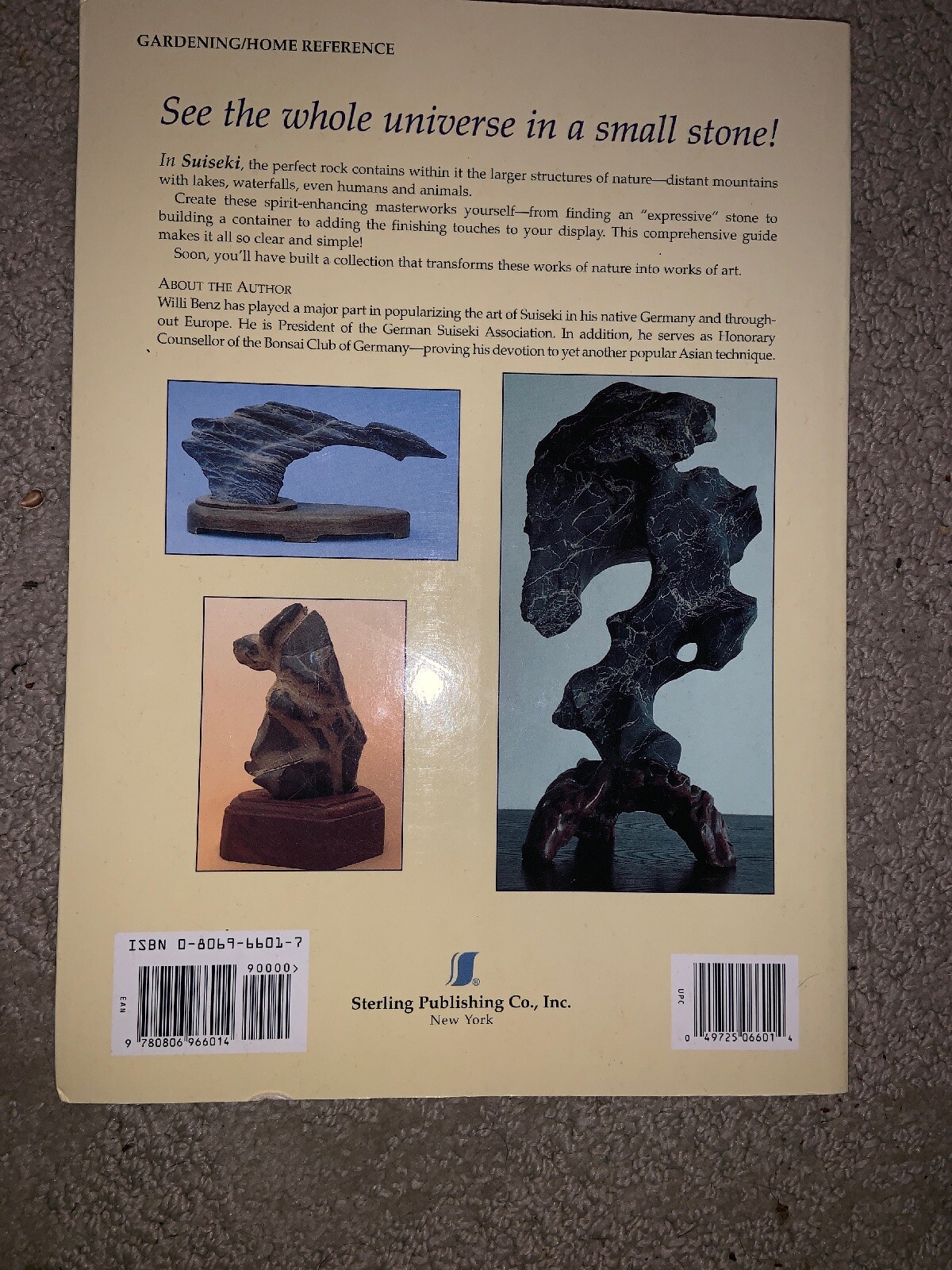 Suiseki The Asian Art Of Beautiful Stones By Willi Benz 2000 Paperback - 