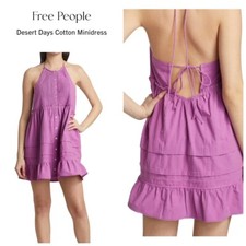 NWT S Free People Desert Days Mini Dress In Dramatic Orchid Msrp $128