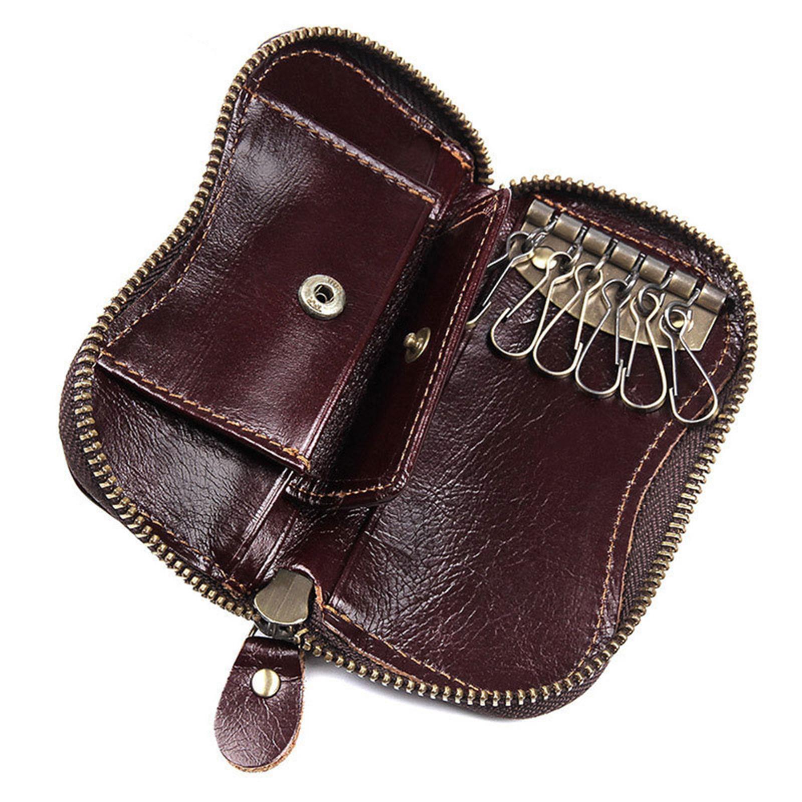 Retro Genuine Leather Wallet Purse Bag Case Holder Key ring Pouch Bag Safe Bag I