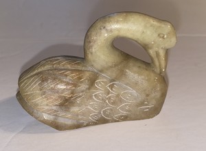 Vintage Hand Carved Soapstone Swan Chinese Antique Collector Figurine Bird