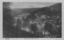 A117 Germany Ruhla View from Friedhof GA Moonlight forest vintage postcard