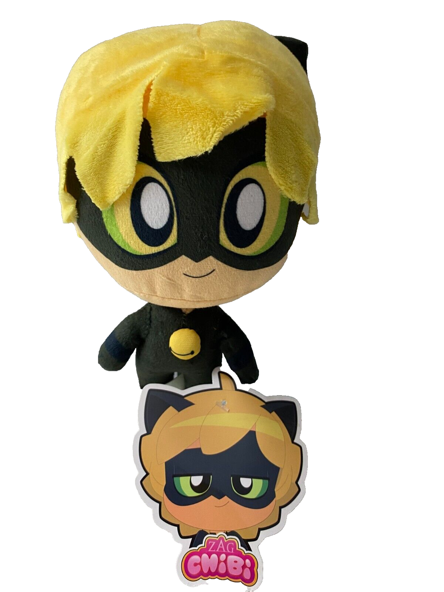 냥 Miraculous Cat Noir Zag Chibi Plush Toy 9 inch tall. NWT Official